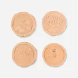 George E. Ohr, Collection of four brothel tokens, c. 1900, bisque earthenware
