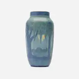 Anna Frances Simpson for Newcomb College Pottery, Scenic vase with live oaks, Spanish moss and full moon