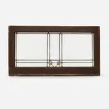 Frank Lloyd Wright, Transom window from the Oscar M. and Katherine B. Steffens House, Chicago, c. 1909, clear glass, zinc came, gold foil