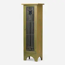 George Washington Maher, Prairie School window, c. 1915, clear and green rippled glass, flat zinc came