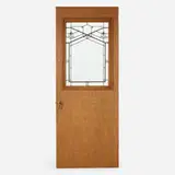 Frank Lloyd Wright, Window from the B. Harley Bradley House, Kankakee, Illinois, c. 1900, clear, white and red rippled glass, flat zinc came, oak, bronze