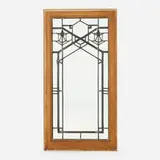 Frank Lloyd Wright, Window from the B. Harley Bradley House, Kankakee, Illinois, c. 1900, clear, white and red rippled glass, flat zinc came, oak