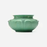 Vase with overlapping leaves by Ruth Erickson for Grueby Faience Company, sold Dec 2025