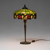 Boudoir lamp with flowers by Kennard J.A. Whaley and Bigelow & Co., c. 1910, leaded glass, bronze, sold Dec 2025