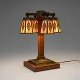 Handel, Lamp shades, set of four on Arts & Crafts table lamp base