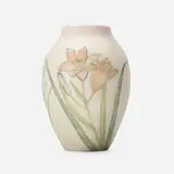 Double Vellum/Decorated Mat vase with lilies by Kataro Shirayamadani for Rookwood Pottery, sold Dec 2025