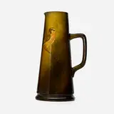 Standard Glaze tall tankard with house finch on pine branch by Kataro Shirayamadani for Rookwood Pottery, sold Dec 2025