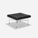 Ross Littell, New York ottoman from the Architectural Group, model 21-LC, 1952, leather, chrome-plated steel, enameled steel