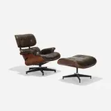 Charles and Ray Eames, 670 lounge chair and 671 ottoman, rosewood plywood, leather, enameled aluminum, enameled steel, rubber