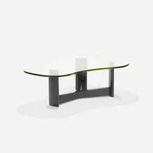 Paul Laszlo, custom coffee table, c. 1945, lacquered wood, glass