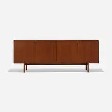 cabinet, model 541 by Florence Knoll, 1952, walnut, chrome-plated brass, sold Sep 2017