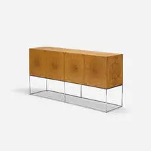 cabinet by Milo Baughman, c. 1970, burled maple, chrome-plated steel, sold Jul 2017