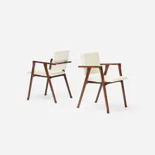Luisa armchairs, pair by Franco Albini, 1950, rosewood, leather, enameled steel, sold Jul 2017