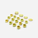 Jorge Pardo, collection of fourteen cups and saucers, c. 2000, glazed stoneware