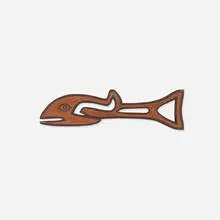 fish carving by Native American, carved and hand-painted wood, sold Jul 2017