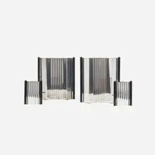 vases, set of four by Superstudio, c. 1960, sterling silver, plastic, sold Jul 2017