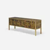 cabinet by William Doezema and Bernhard Rohne, c. 1975, acid-etched brass, brass, sold Jul 2017