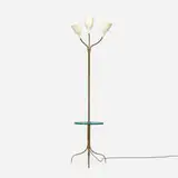 floor lamp by Stilnovo, c. 1950, brass, glass, enameled aluminum, sold Jul 2017