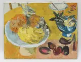Pamela Chard, Untitled, Pamela Chard (1923-2003) A Still Life of fruit on a table oil on canvas 64 x 52cm