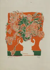 Philip Sutton, Untitled, Philip Sutton (b.1928) 'Olga's Flowers' lithograph printed in colours