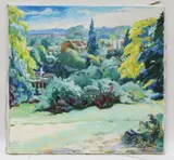 Pamela Chard, Untitled, houses and open landscapes oil on canvas largest 55 x 57cm