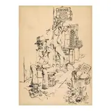 George Grosz, Street Scene, New York, 1934, brush and reed pen and India ink on paper