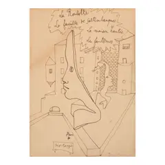 Jean Cocteau, La Roulotte- La famille de Saltimbanques- La maison hantée- Les fantomes, 1938, pen and brown ink on paper