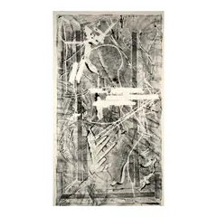 Untitled (OPM No. 8) by Kika Karadi, 2014, oil-based ink on lead-primed Belgian portrait linen, sold Jul 2026