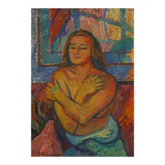 Bruno Krauskopf, Sitzender Akt mit verschränkten Armen, oil on panel