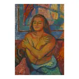 Bruno Krauskopf, Sitzender Akt mit verschränkten Armen, oil on panel