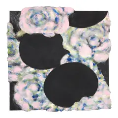 Donald Sultan, Pink Flowers and Eggs Dec 7 1999, 1999, tar, oil and spackle on tile over Masonite