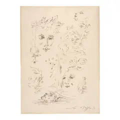 André Masson, Têtes, 1971, pen and India ink and sepia ink on paper