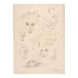André Masson, Têtes, 1971, pen and India ink and sepia ink on paper