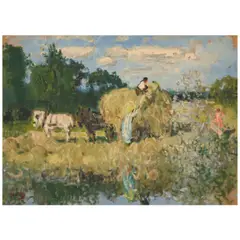 Pierre Eugène Montézin, Les faneurs, circa 1935-1940, oil on paper laid down on canvas