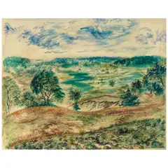 George Grosz, Landscape, Cape Cod, 1940, gouache, watercolor and reed pen on paper