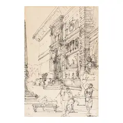 Eugene Berman, Sans titre, 1950, pen and ink on paper