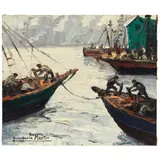 Actividad en La Boca by Benito Quinquela Martín, circa 1966, oil on panel, sold Jul 2026