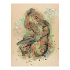 Reuven Rubin, Isaiah, circa 1960, gouache, pastel and brush and pen and ink on paper