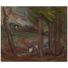 Avigdor Stematsky, Harbor Scene, 1932, oil on canvas