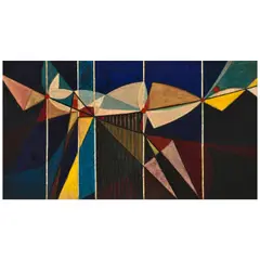 José Ramon Fundora, Cuerpo aéro en espacio dividido, oil on board