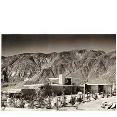 Julius Shulman, Richard Neutra's Kaufmann Desert House (View with Mountains), Palm Springs, 1947, Ferrotyped gelatin silver print