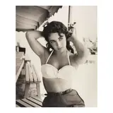Frank Worth, Elizabeth Taylor with Bustier no. 1 on set of 'Giant', 1955, Platinum print