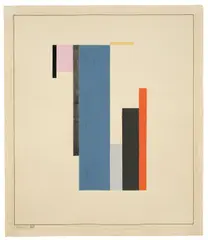 Walter Dexel, 1923 XXII“ oder „Blaue Senkrechte, 1923, Tempera, Graphit und Tuschpinsel und -feder auf Papier