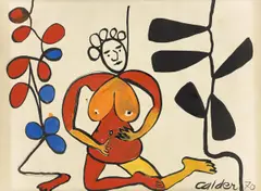 Alexander Calder, Le Grand Tremblement, 1970, Gouache und Tuschpinsel auf Papier (Wasserzeichen: LLF [drei Blüten] Made in France)