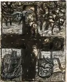 Georg Baselitz, Ohne Titel (Kreuz). 1964–1965/66, Tusche, Kreide, Wachskreide, Bleistift und Deckweiß auf Papier