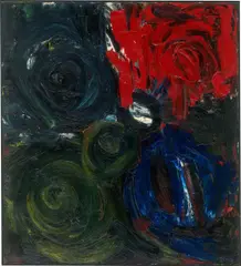 Ernst Wilhelm Nay, Im Dunkel – Feuer, 1963, Öl auf Leinwand