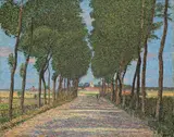 Paul Baum, Allee mit Blick auf St. Anna Termoiden in der Ferne, 1905, Öl auf Leinwand