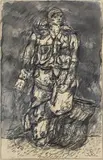 Georg Baselitz, Held mit Fahne, 1965, Bleistift und Tuschpinsel auf Bütten