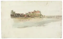 Caspar David Friedrich, Blick auf Meißen, Um 1824, Aquarell und Tuschfeder über Bleistift auf Papier (mit leichter Bleistiftquadrierung)