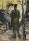 Lesser Ury, Dame im Wagen (Allee im Tiergarten mit Kutsche)